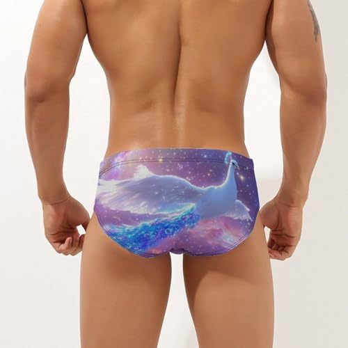 White Flying Peacock Men's Swimsuit Bikini Briefs Swim Underwear Stretchy Swimwear3