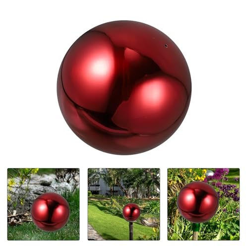 Boule de jardin rouge en inox miroir décorative extérieure YARNOW - 8