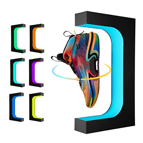 Présentoir de chaussures en lévitation, support flottant pour chaussures avec télécommande éclairage LED 16 couleurs, support magnétique rotatif pour...
