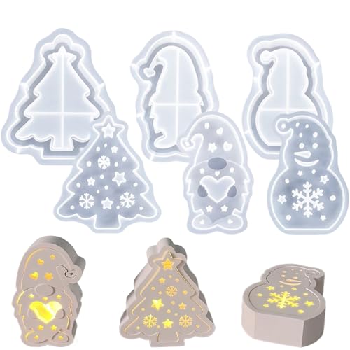 Moule de Noël en silicone 3D pour décoration de table et bougies en béton