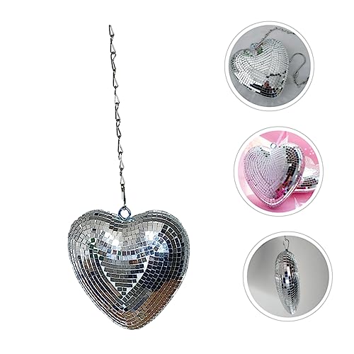 Bola espejada colgante con forma de corazón para decoración de fiestas, bodas, cumpleaños y Navidad miniatura 7
