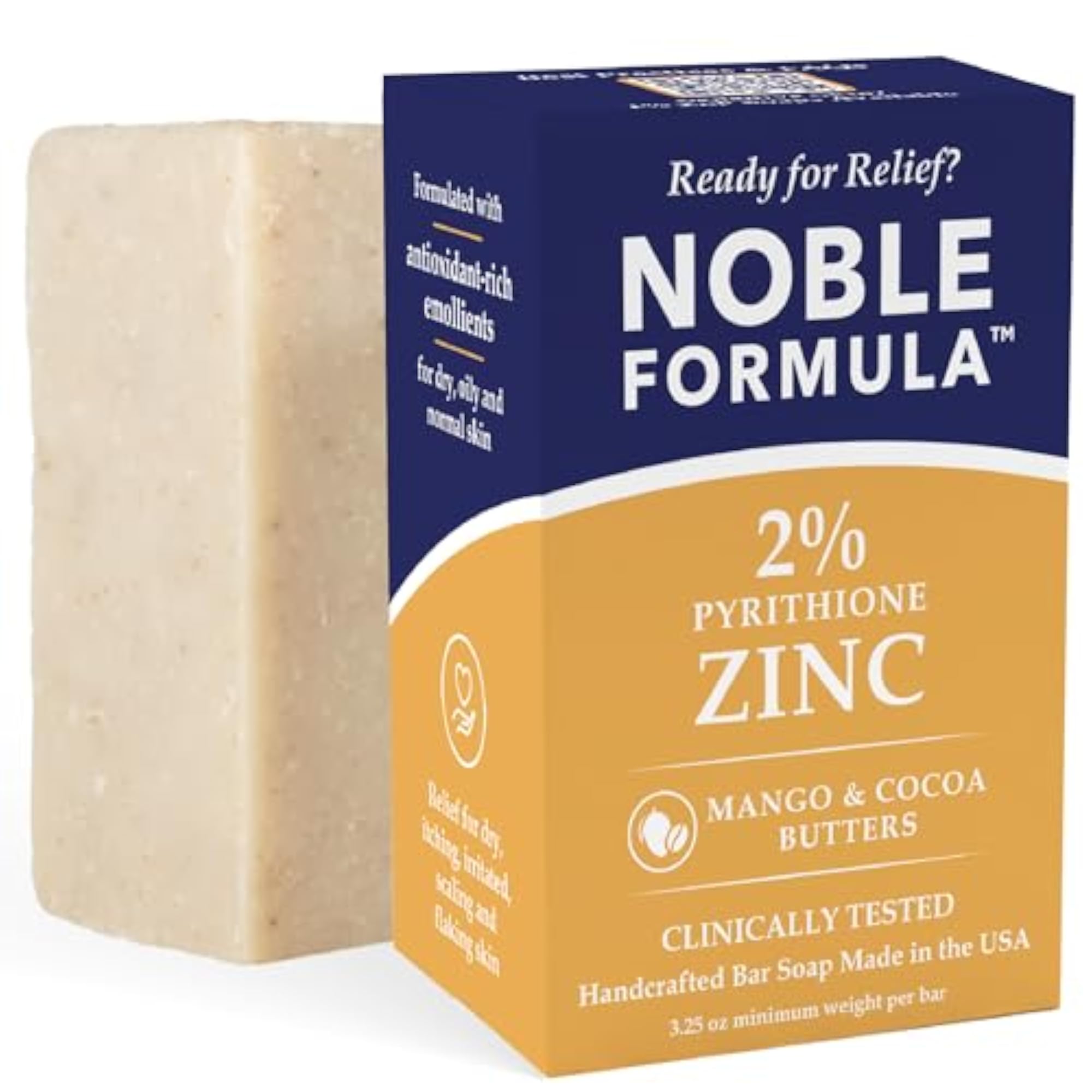 2% Pyrithione Zinc Vegan Mango and Cocoa Butter Bar Soap