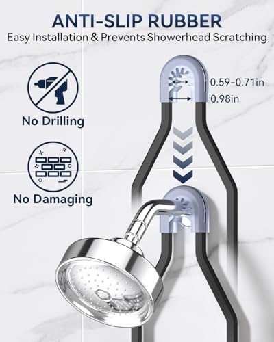 Image of YASONIC Never Rust Shower Caddy Hanging, Aluminum Shower Racks for Inside Shower, 2-Tier Shower Organizer Hanging Over Shower Head with Hooks and Soap Holder, Black