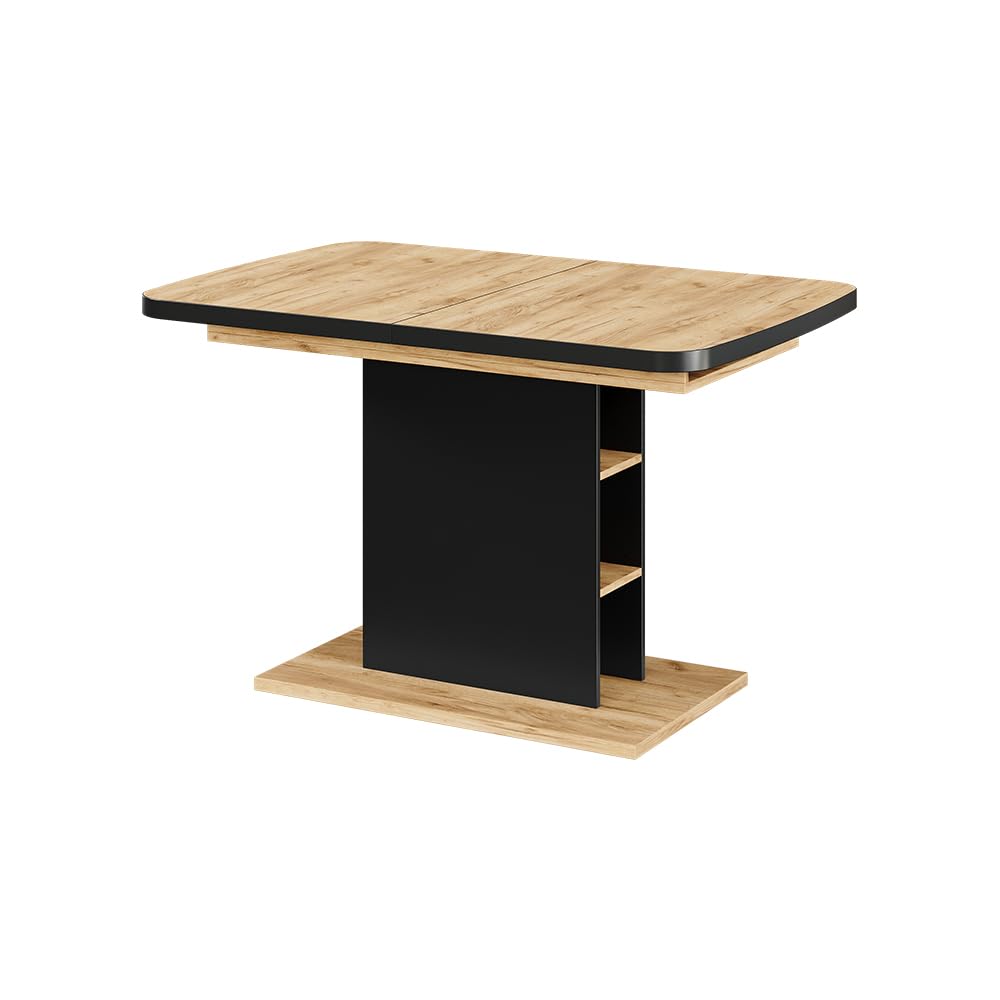 Table de salle à manger Fenaro Vicco noire et chêne extensible de 120 à 160 cm