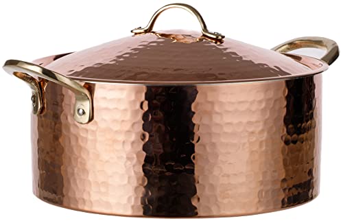 Comparison: Best Copper Hammered Pans 11 DEMMEX 1.2MM Thick Hammered Copper Soup Pot Casserole Pan Dish Dutch Oven, 4 Quarts (9" x 4")