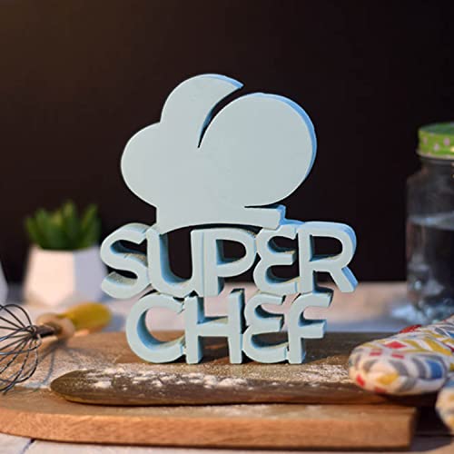 Image of NUKKAD TALES Super Chef Blue Quirky Showpiece Home Decor Items Office Decoration Items Birthday Gift Items Gift for Chef Gift for Foodies (6 x 6.70 inch)