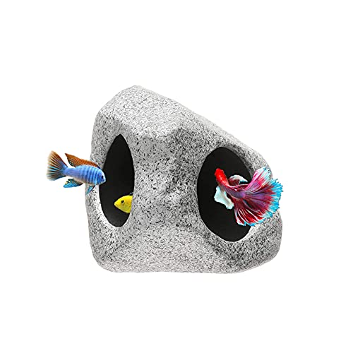 Ceramic-Fish-Tank-Decorations-Betta-Fish-Tank-Accessories-Rock-Caves-Stackable-Aquarium-Cichlid-Cave-Betta-Fish-Hideout-and-House-Small-Hiding-Rock-for-Fish-Bowl-Mountain-Style