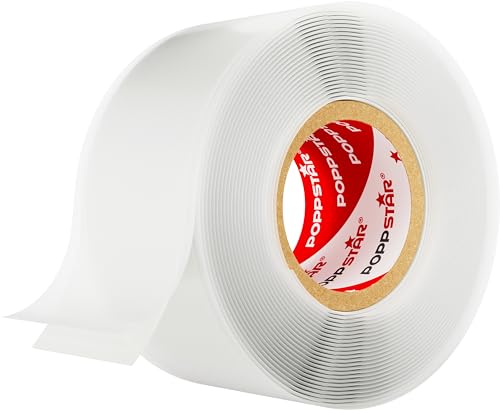 POPPSTAR selbstverschweißendes Silikonband, 3m x 25mm, Isolierband und Dichtungsband (Wasser, Luft), transparent, 1 Rolle