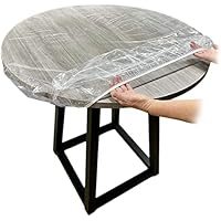 NOPEILVI Mantel Ajustado Redondo Transparente Transparente Cubierta de Mesa Impermeable con Ruido de Agua 90-110 cm Mantel Redondo, Mantel de Vinilo, Mantel de Vinilo elástico, elástico Transparente