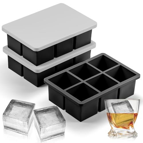 Lista de Moldes y bandejas para hielo los más recomendados. 50 Bandeja grande para cubitos de hielo para tapas, 3 paquetes, molde de cubitos de hielo cuadrados grandes para whisky, molde de hielo de silicona estilo antiguo para cócteles
