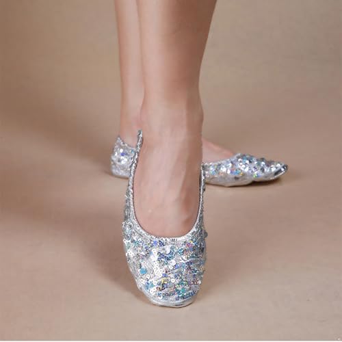 Metallic Sequins Roll Up Slippers Foldable Ballet Flats Split Sole Shoe Sparkly Night Out Shoes3