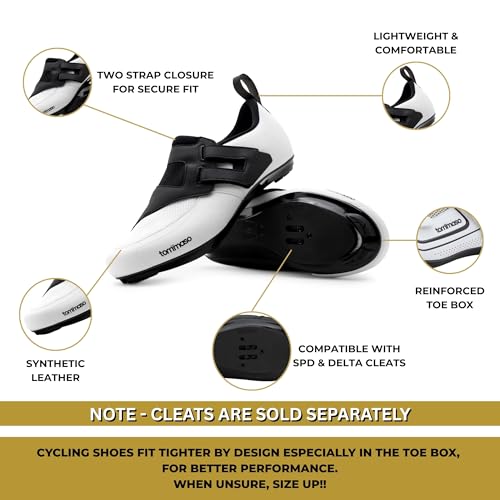 Image of Tommaso Veloce II Cycling Shoes - Ride in Style - Peloton Shoes Triathlon Road Bike Indoor Cycling Men Women Compatible with Look Delta SPD SPD-SL Cleats White Black