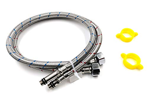 24-Inch Long Faucet Connector Braided Stainless Steel Supply Hose 1/2-Inch Female Compression Thread x M10 Male Connector, x 2 Pcs (1 Pair)