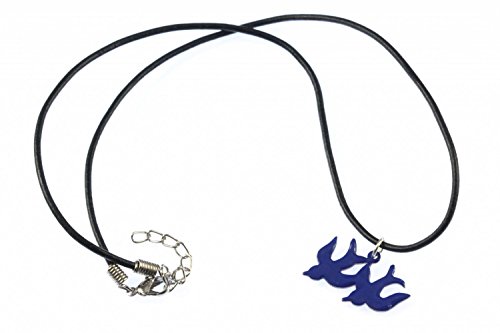 Collier swallow oiseau double chaîne en cuir bleu Miniblings