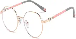 Armação De óculos redondos com luz anti-azul para crianças, óculos de proteção ocular para meninas, armação ultra leve