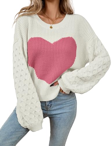 Image of Libsorge Womens Valentine Heart Sweater 2026 Valentines Day Trendy Cute Oversized Long Sleeve Pullover Sweaters