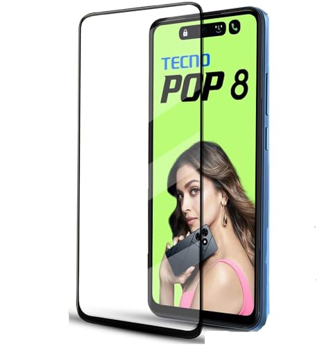 Image of DD SON Tempered Glass Screen Protector Compatible for Tecno Pop 8 / Infinix Smart 8 (11D) with Edge to Edge Coverage and Easy Installation kit,Black
