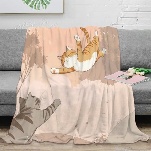 Plaid dessin animé chat doux grand format couverture de salon cocooning