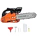 25.4cc Petrol Chainsaw, 2 Stroke Top Handle Gas Chainsaw, 12 Inch Portable Handheld Logging Saw, Lightweight One Hand Use, Automatic Oiler, Home Small Garden Wood Cutting (Orange)