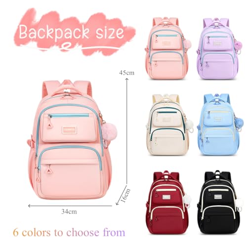 EKUIZAI Classic Girls Backpack Middle School Solid Color School Bag Casual Backpack for Teen Girls2