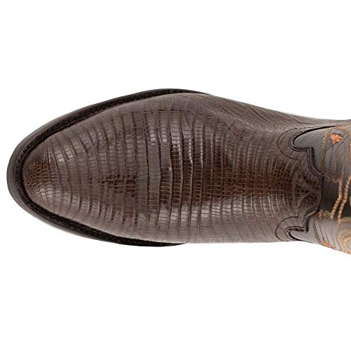 Image of Ferrini Men's Taylor Teju Lizard Round Toe Leather Heeled Western Boots, Chocolate, 8 Wide