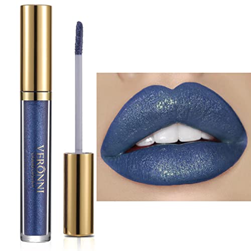 Eyret Liquid Lipstick Glitter Moisturizing Colorful Lip Gloss Diamond Long Lasting Metallic Lipsticks Smooth Waterproof Lip Glaze Beauty Makeup for Women and Girls(Blue5#)