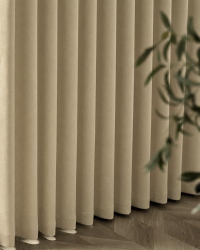 Image of Graywind Motorized Curtains with Track, Room Darkening Smart Curtains, Rechargeable Curtains Compatible with Alexa & Remote Control for Large Windows, Custom Drapes Up to 220 inch, Canvas (Sand)