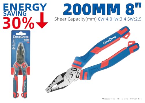 Image of Dong Cheng High Leverage Combination Pliers 8 inch / 200mm - Eccentric Labor-Saving Structure | 64HRC Laser-Quenched Edge | Phosphated Anti-Rust | High Leverage Combination Pliers