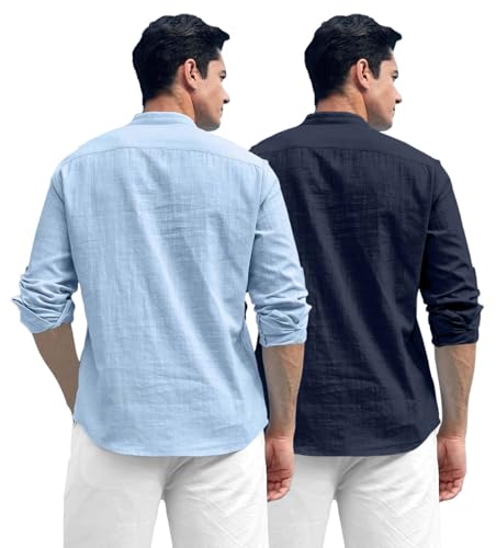 Image of Zombom Men's Kurta || Chinese Collar Long Sleeves || Straight Hip Length Kurtas || Short Kurta for Men || for Festival || Function || Occasion Wear Fancy Kurta for || Best Gifts for Men
