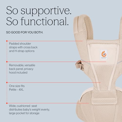 Image of Ergobaby Alta Hip Seat Baby Carrier for Babies & Toddlers 4-48 Months (12-45 lbs) - 3-Position Convertible Ergonomic Baby Carrier with Storage Pocket, Sun Hood, Hip-Healthy Positioning - Midnight Blue