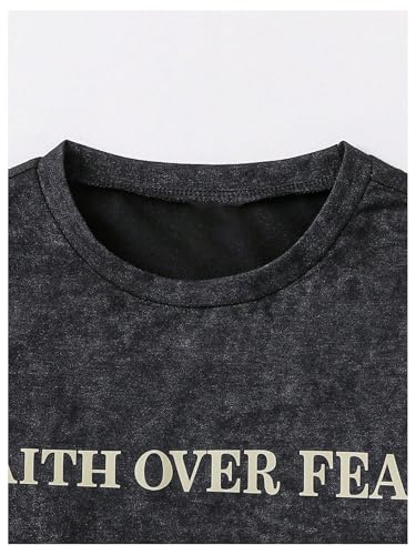 Image of RoseSeek Boy's Letter Graphic Tees Short Sleeve Vintage Summer Tops Trendy | Round Neck, Streetwear Top, Cool Shirts for Boys, Sizes 10-14, Summer Trendy Tops