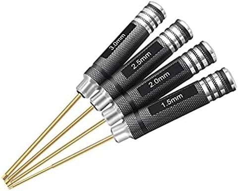 HRB 4pcs 1.5mm 2.0mm 2.5mm 3.0mm Hex Screw Driver Set Titanium Hexagon Screwdriver Wrench Tool Kit for Multi-Axis FPV Racing Drone RC Quadcopter Helicopter Car Models