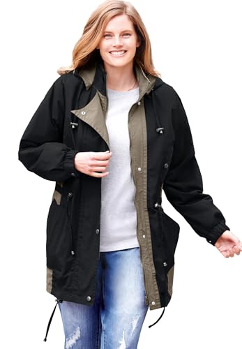 Woman Within Plus Size Colorblocked Taslon Anorak