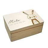 Personalisierte Erinnerungsbox Box Aufbewahrungsbox Erinnerungskiste mit Namen Holzkiste für Kinder Geschenkbox Geschenkidee für Jungs Mädchen Hase Weihnachten Geburtstagsgeschenk hellomini