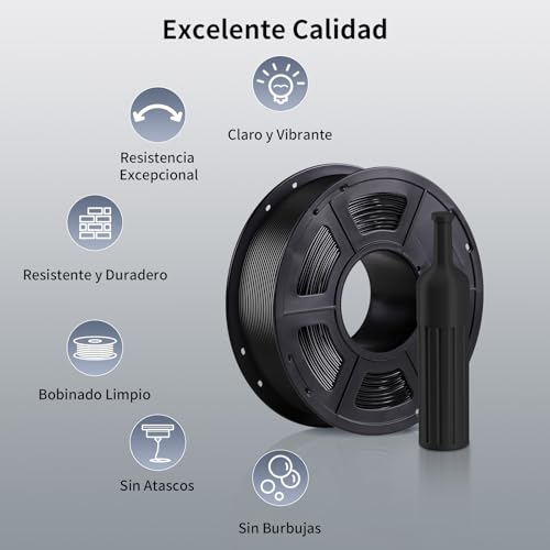 Filamento PETG 1.75mm - Bobina 1kg, Precisión +/- 0.02mm, Adherencia para Impresión 3D - Negro. - Fernando Cortés