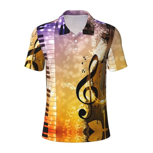 Polo homme élégant notes de musique coupe confort manches courtes