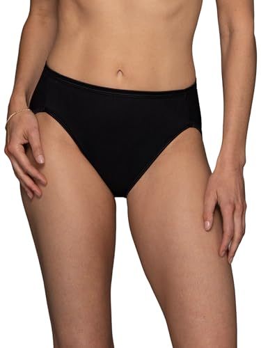 Vanity Fair Women's Illumination Hi Cut Panties (Regular & Plus Size), Midnight Black, 8