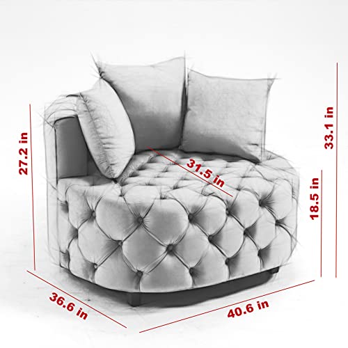 Sillón redondo moderno terciopelo azul miniatura 3