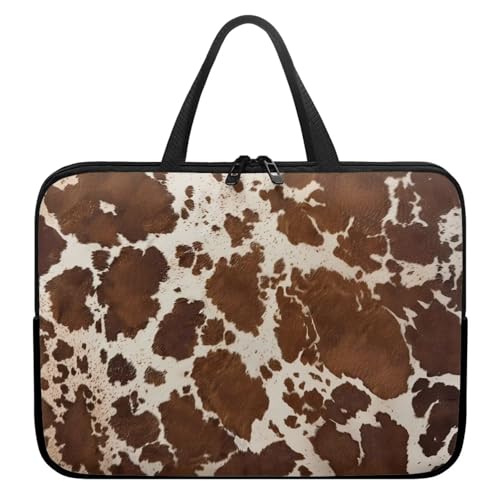 Suhoaziia Cow Print Brown Laptop Cases & Sleeves, Laptop Tote Bag for Men Women, Computer Bag for 10