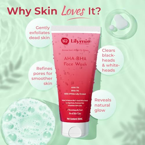 Image of 1% AHA 1% BHA Exfoliating Face Wash Women | Acne Control, Oil Control, Pore Cleansing, Hyperpigmentation | Removes Blackhead & Age Spots | Brightening Facewash Men For All Skin Types-150ML
