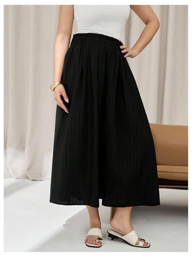 SHENHE Women's Plus Size Flowy Long Skirt A Line Elastic High Waist Elegant Skirt with Pockets4
