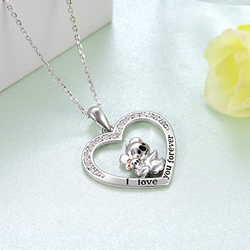 Koala Necklaces for Women 925 Sterling Silver Heart Koala Mother Necklace Cute Animal Mother Jewelry Gifts for Women Mom3