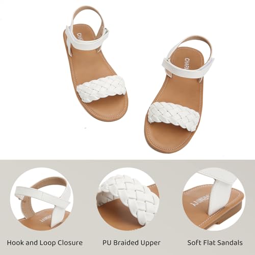 Charmivy Girls Sandals Braided Upper Flat Dress Sandals Round Open Toe Summer Shoes Little Kid/Big Kid4
