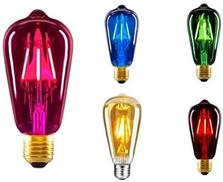 ZOREZA 4W LED Filament Bulb, E26/27 Medium Base Lamp Screw Type Bulb for Restaurant,Home,Reading Room,Office. (Color Available Warm White,Pink,Blue,Green) (Blue, Pack of 1)