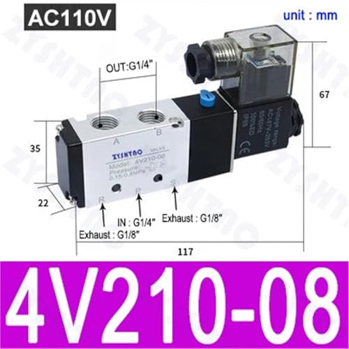 Electrovanne pneumatique 4V210-08 5/2 voies commande de gaz AC110V