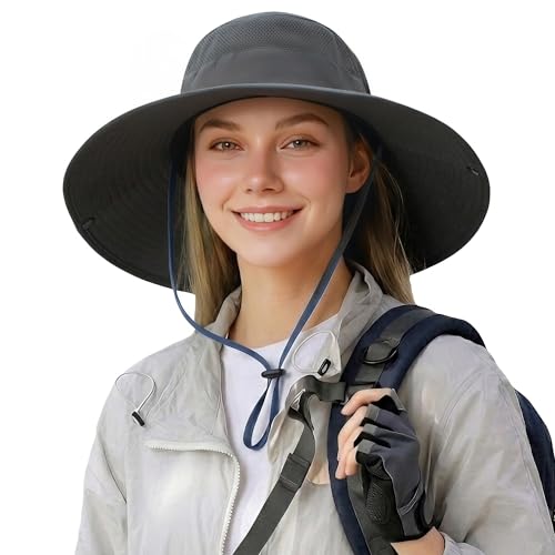 Image of Wide Brim Sun Hat for Men Women UV Protection Ventilated Summer Hats for Fishing Hiking Garden Beach