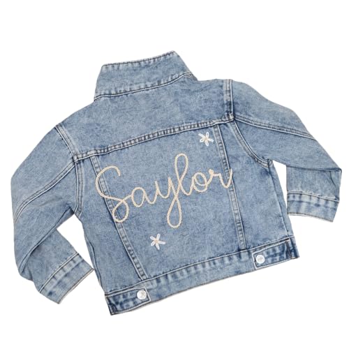 Personalized Denim Jacket Girls, Embroidered Jean Jacket for Toddler, Custom Kids Denim Jacket, Gift for Baby Showers