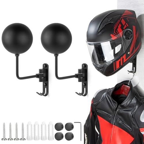 PUERSI Helmet Holder Wall Mount - 2 Pack 180° Rotation Helmet Hanger for Motorcycle Bike Racing Outerwear Sports Gear Display