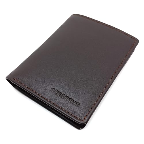 Mini Cartera de Hombre Tarjetero | Hecha a Mano en Piel Genuina | Diseño Elegante, Práctico con Tarjetero | Protección RFID | Billetera de Cuero Compacta para Uso Diario | Modelo 10058 Marron