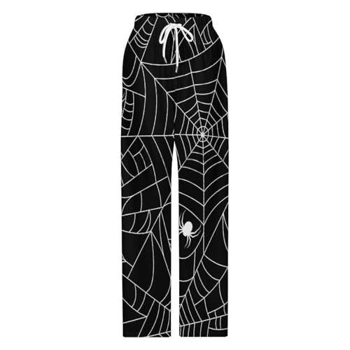 Halloween Spider Web Black Women Pajama Pants Soft Drawstring Casual Pajama Pants Lounge with Pocket Pj Bottoms Pants